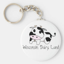 cowbell, Wisconsin Dairy Land Key Chain