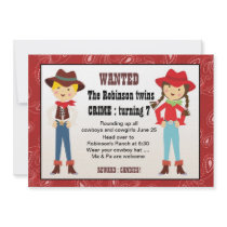 Cowboy and cowgirl birthday invitation