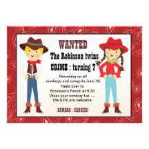 Cowboy and cowgirl birthday invitation