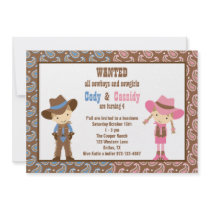 Cowboy and Cowgirl Birthday Invitations