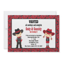 Cowboy and Cowgirl Birthday Invitations