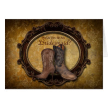Cowboy Boots Country wedding bridesmaid Greeting Cards