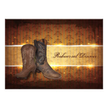 Cowboy Boots Country wedding rehearsal dinner Invites