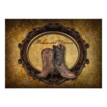 Cowboy Boots Country wedding rehearsal dinner Personalized Invites