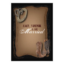 Cowboy Boots Western Country rehearsal dinner Personalized Invites