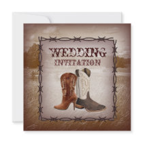 Cowboy Boots Western Country  Wedding Invitation