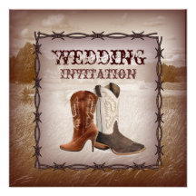 Cowboy Boots Western Country  Wedding Invitation