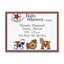 Cowboy/Cowgirl Baby Shower Invitation Postcard