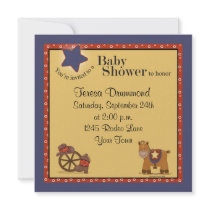 Cowboy & Cowgirl Baby Shower with Navy Custom Announcements
