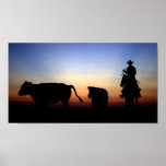 Cowboy de coucher du soleil affiches