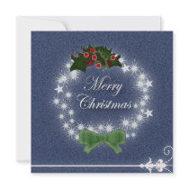 Cowboy Denim Christmas Wreath Party Invitation