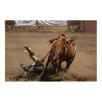 Cowboy falls from bucking bronc posters