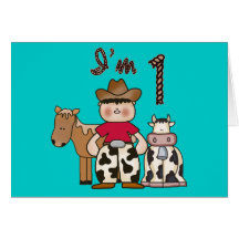 Cowboy First Birthday Invitation Greeting Card
