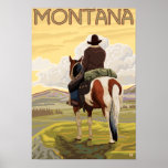 Cowboy & HorseMontanaVintage Travel Poster