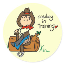 Cowboy in Training Tshirts and Gifts Round Stickers