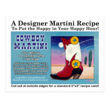Cowboy Martini Recipe Postcard