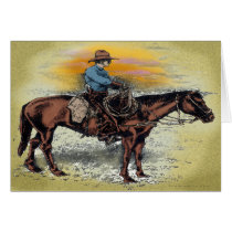 Cowboy n Sunset Greeting Cards