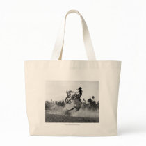 Cowboy on a bucking bronco canvas bag