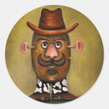 Cowboy Potato Round Stickers