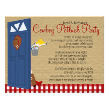 Cowboy Potluck Party Personalized Invite