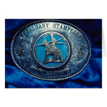 Cowboy rodeo trophy buckle, Alberta, Canada Card