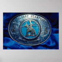 Cowboy rodeo trophy buckle, Alberta, Canada Posters