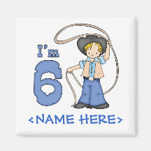 Cowboy Roper 6th Birthday Refrigerator Magnet