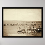 Cowboy Round-Up at Belle Fouche SD 1887 Print