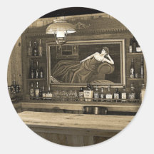 Cowboy Saloon Round Stickers