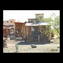 Cowboy Shack with charcoal effect posters