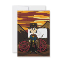 Cowboy Sheriff  & Wagon RSVP Card Invitation