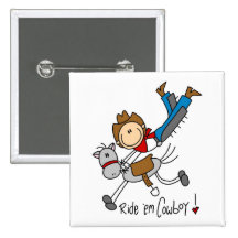 Cowboy Stick Figure Tshirts and Gifts Pin