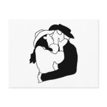 Cowboy Wedding Kiss Post Cards