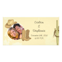 Cowboy Wedding Photo Announcement Photo Greeting Card