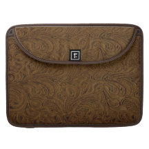 Cowboy Western Brown Tooled Leather Look MacBook Pro Sleeves