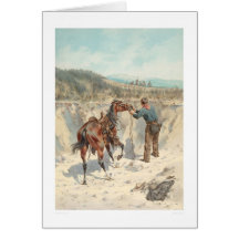 Cowboy with horse in Arroyo... (1324) Card