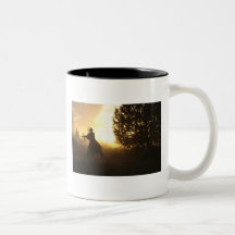 Cowboy with Lasso in Sunset Coffee Mugs
