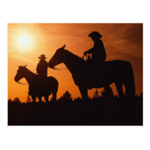 cowboys on horses postcard