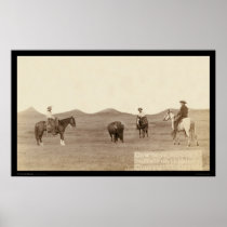 Cowboys Roping A Buffalo SD 1887 Print