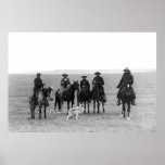 Cowboys Roping a Grey Wolf: 1887 Print