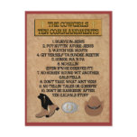 Cowgirl 10 Commandments POSTCARD