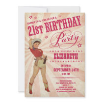 Cowgirl 21st Birthday Invitations