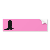 Cowgirl Boot Silhouette on Pink Bumper Stickers