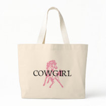 Cowgirl Bronc Horse (pink horse version) Tote Bags