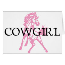 Cowgirl Bronc Horse (pink horse version) Greeting Card