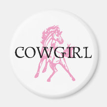 Cowgirl Bronc Horse (pink horse version) Fridge Magnets
