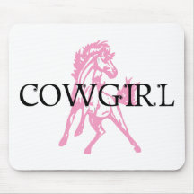Cowgirl Bronc Horse (pink horse version) Mouse Pads