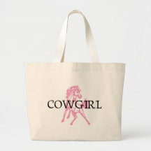 Cowgirl Bronc Horse (pink horse version) Tote Bags