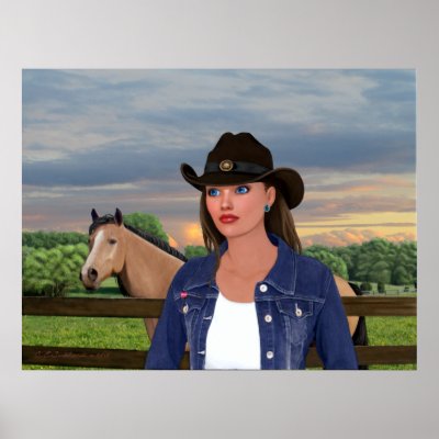 Cowgirl "Constance" by C.E.Suthard  c.2010 Print by RanchLady