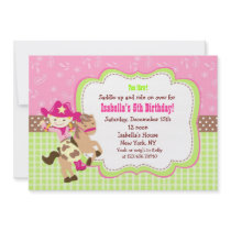 Cowgirl Custom Birthday Party Invitations